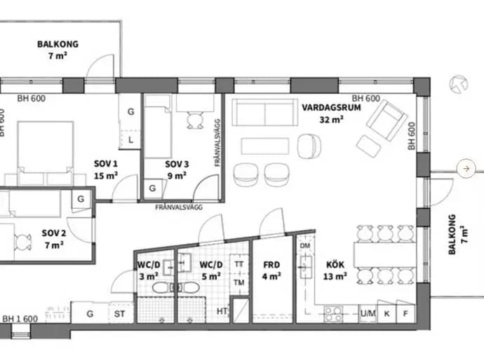 Floor plan for Tubölegatan 1