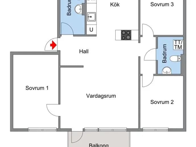 Floor plan for Sankt Albans väg 12, 1tr