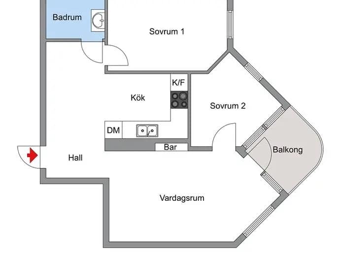 Floor plan for Albyvägen 19, 1tr