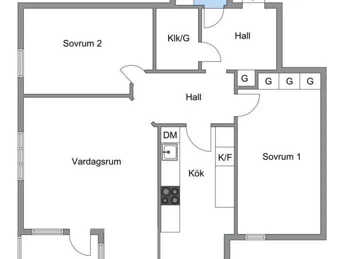 Planritning för Albyvägen 15, 3 tr