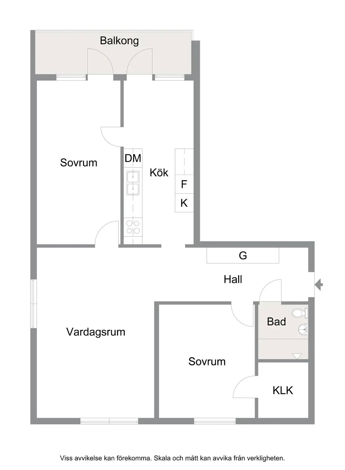 Floor plan for Eriksfältsgatan 63B