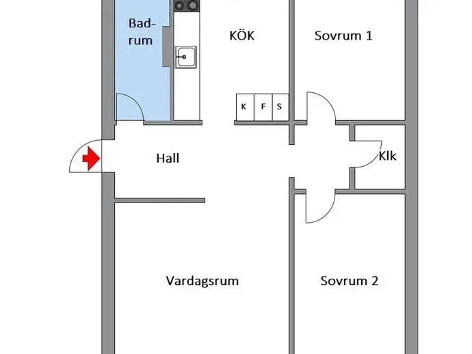 Planritning för Skarpbrunnavägen 89, 1tr