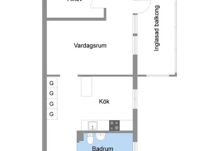 Planritning för Klövervägen 2, 7 tr