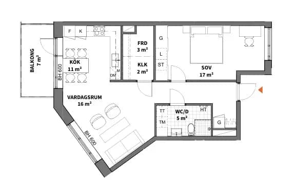 Floor plan for Tubölegatan 1