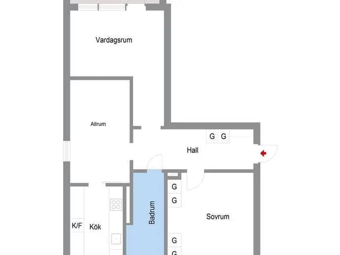 Planritning för Domarebacken 12