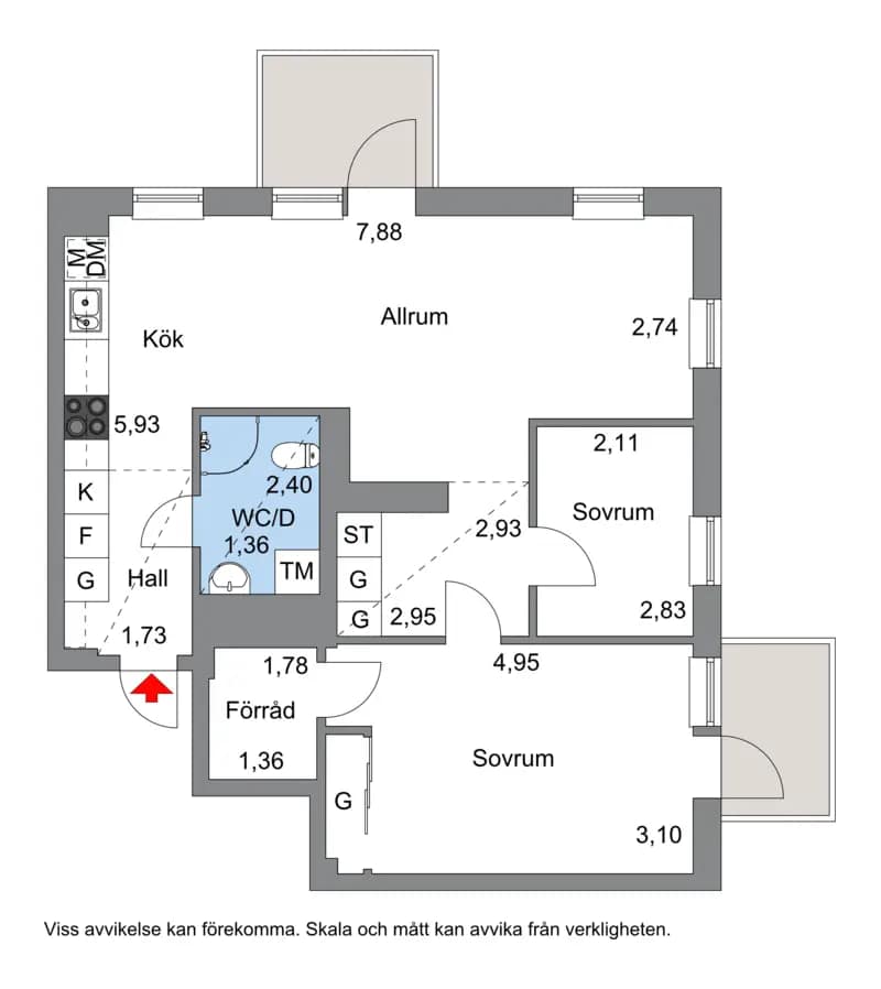 Planritning för Lagmansbacken 5, 6tr