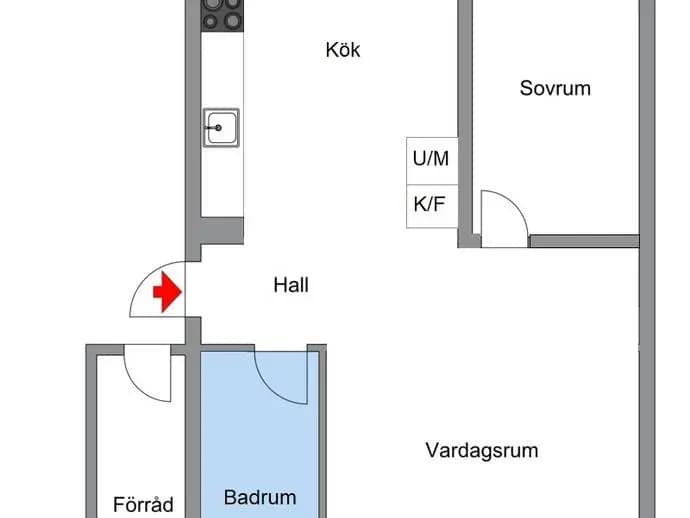 Planritning för Havrevägen 10, 1tr