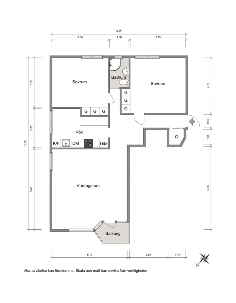 Floor plan for Vankivavägen 13B