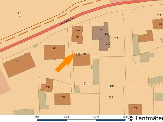 Planritning för Centralvägen 22 A-D