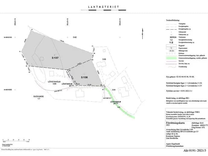 Planritning för Smedsbol villatomt (Lövstaholm 3:137)