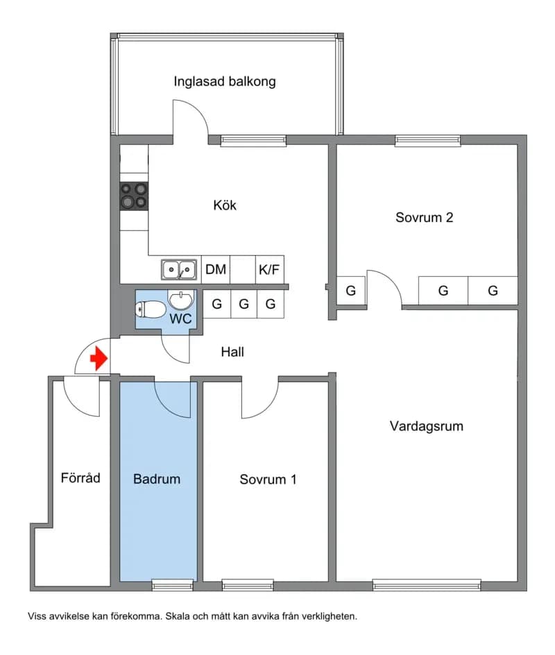 Planritning för Hampvägen 12, 5 tr
