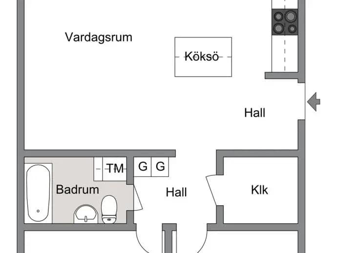 Planritning för Husarvägen 17, 1tr