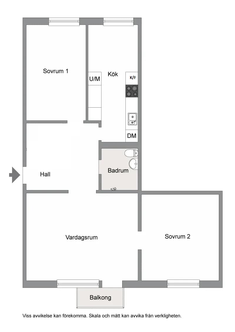 Floor plan for Erik Tegels väg 25, vån 1