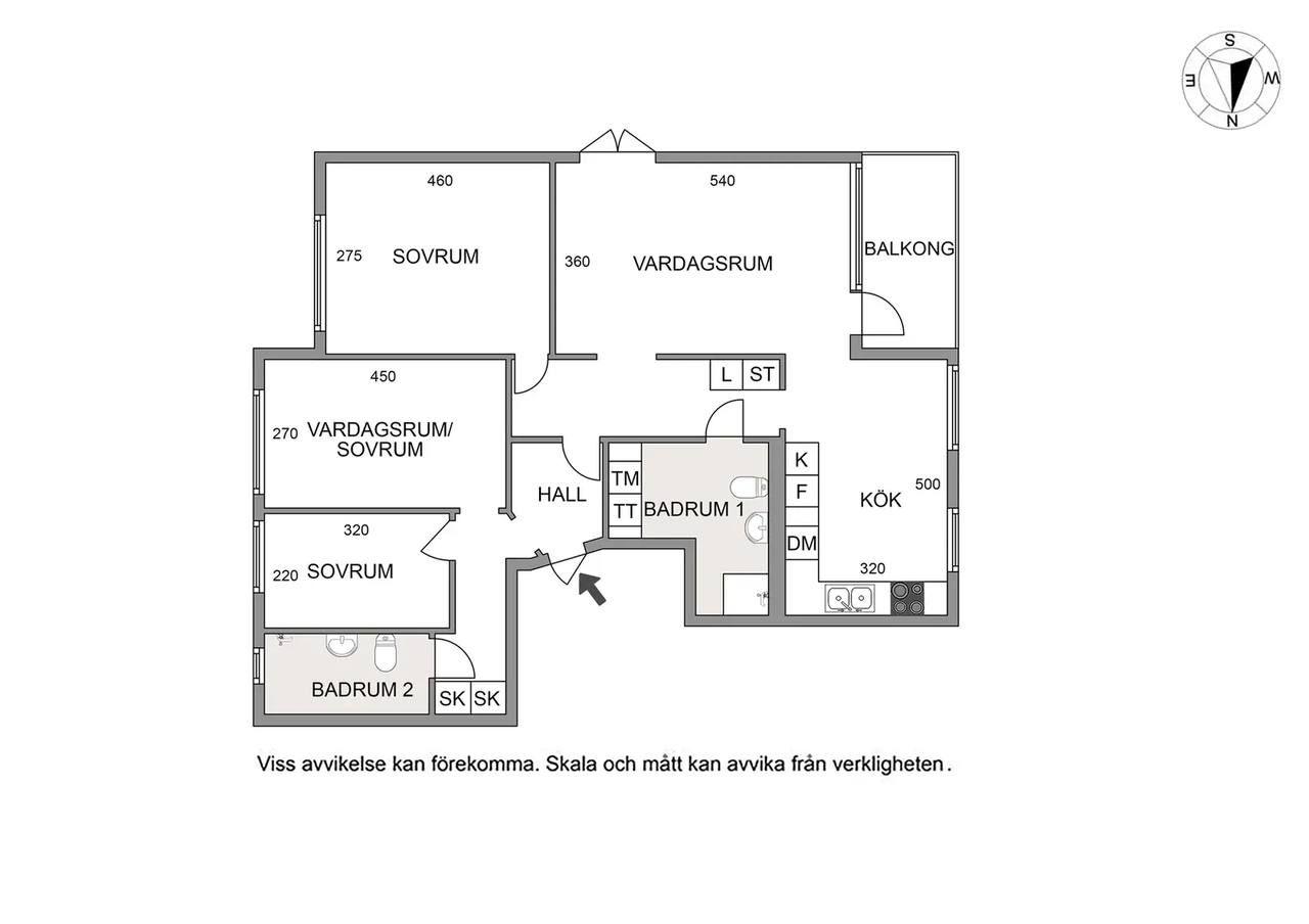 Floor plan for Vallavägen 135
