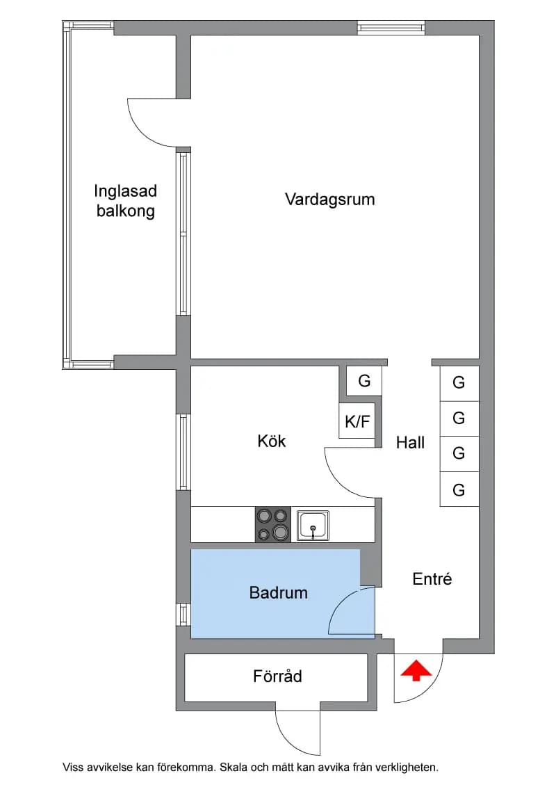 Planritning för Klövervägen 1, 6 tr