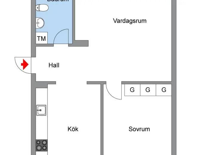 Planritning för Trädesvägen 4, 5tr