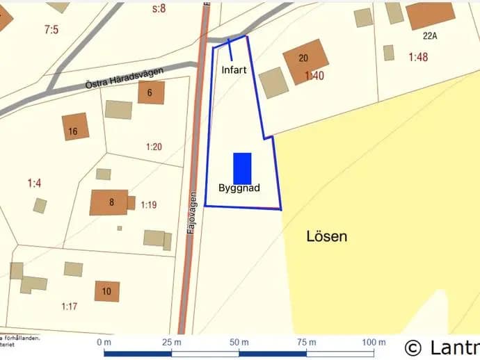 Planritning för Östra Häradsvägen