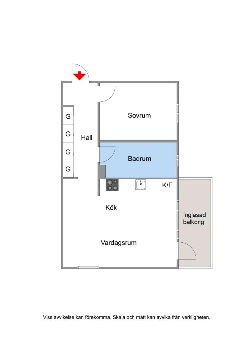 Planritning för Klövervägen 6, 5tr
