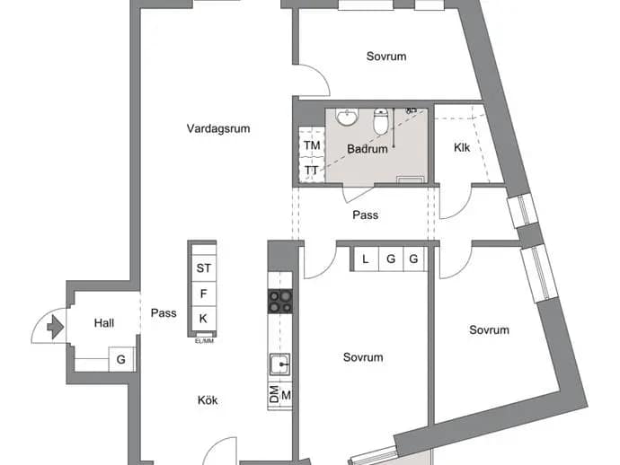 Floor plan for Anna Koskulls Gata 3K