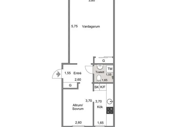 Planritning för Stockholmsvägen 12B