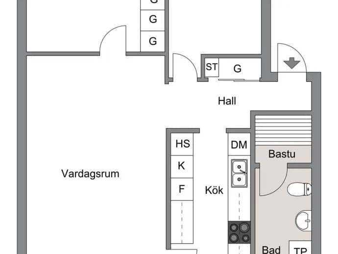 Planritning för Husarvägen 14, 1tr
