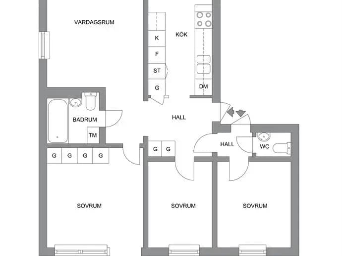 Planritning för Hugingatan 50