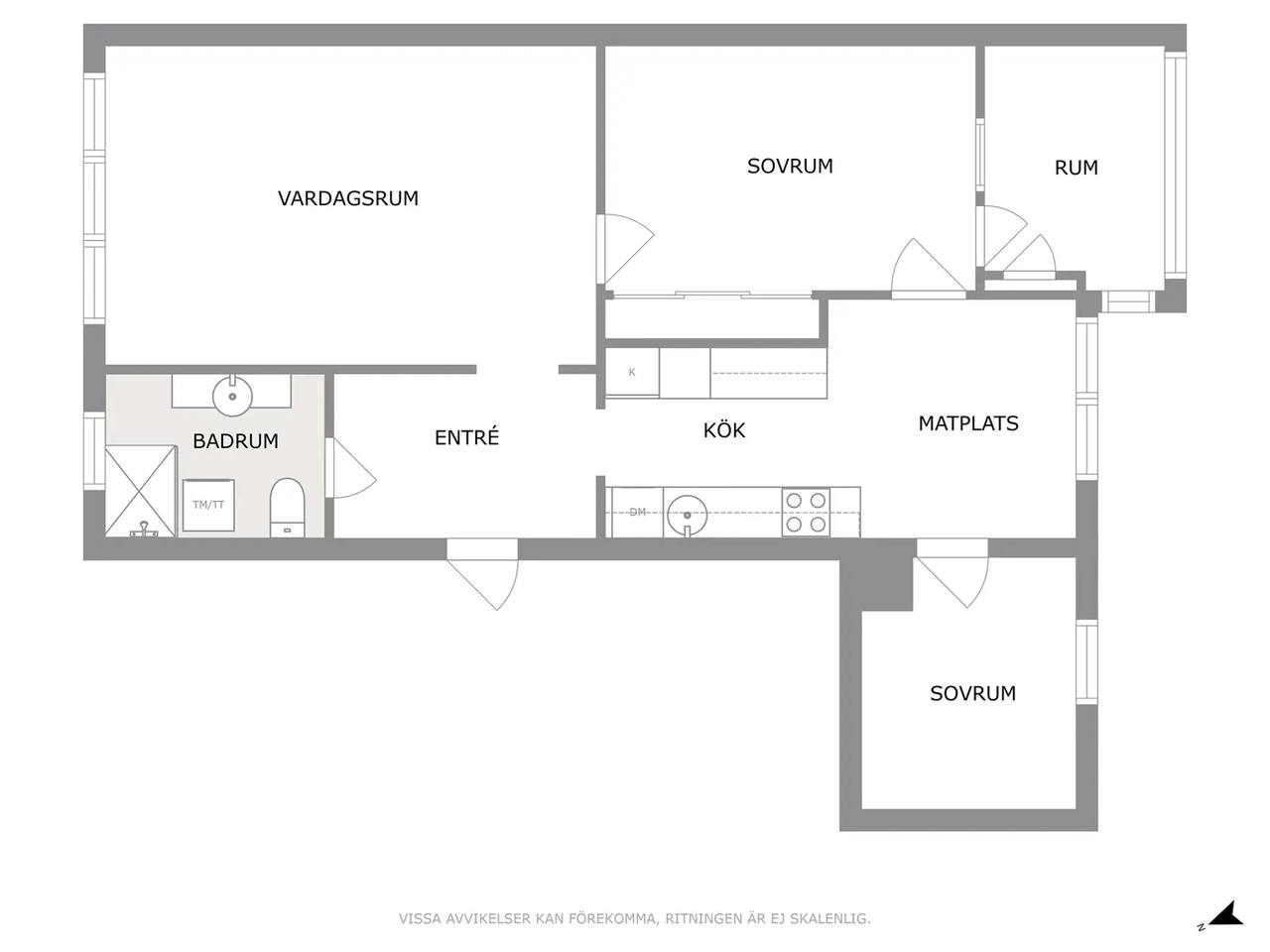 Floor plan for Umeågatan 8b