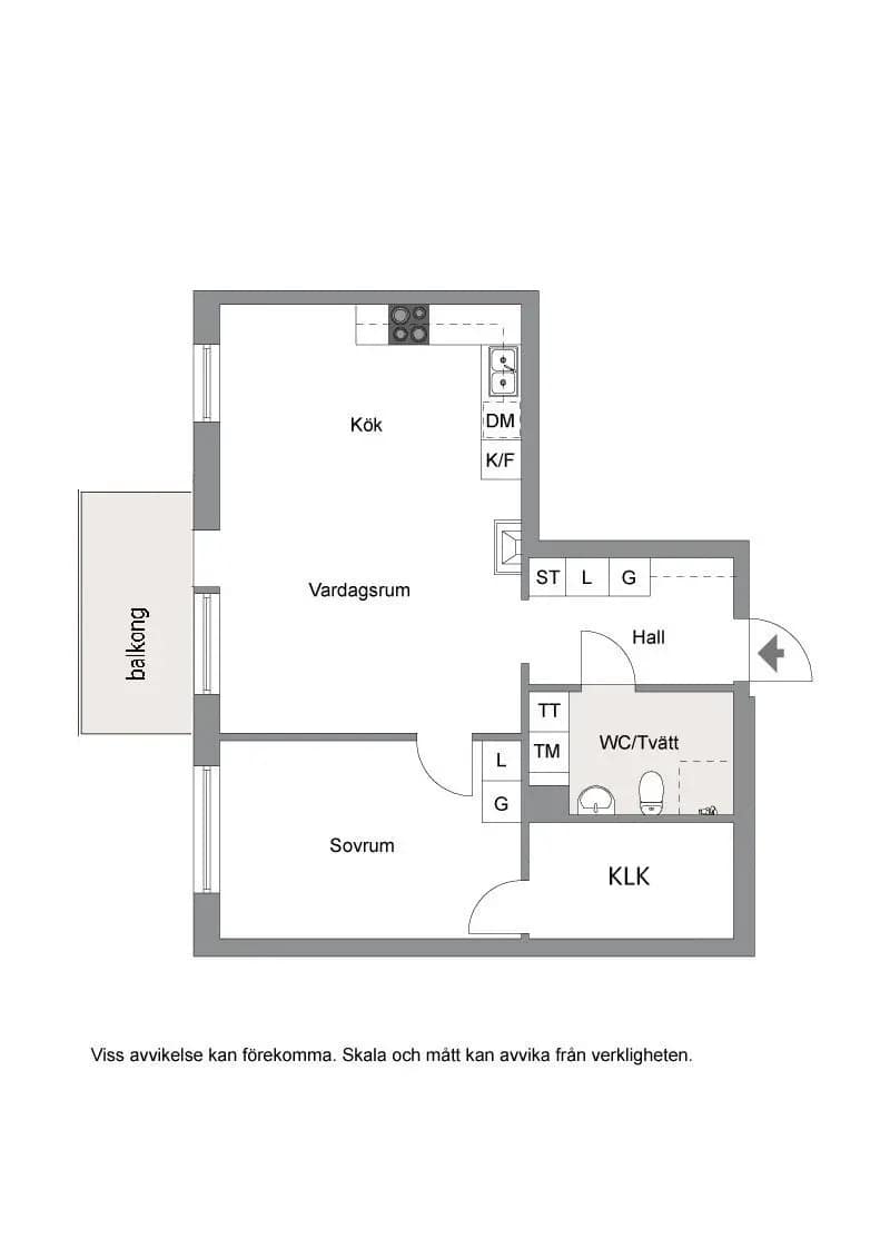 Planritning för Loviselundsvägen 21B, Vån 1