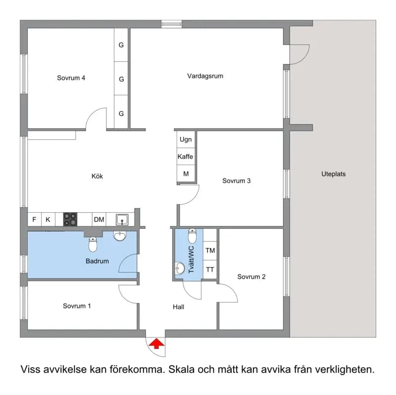 Planritning för Tomtbergavägen 331, Markplan