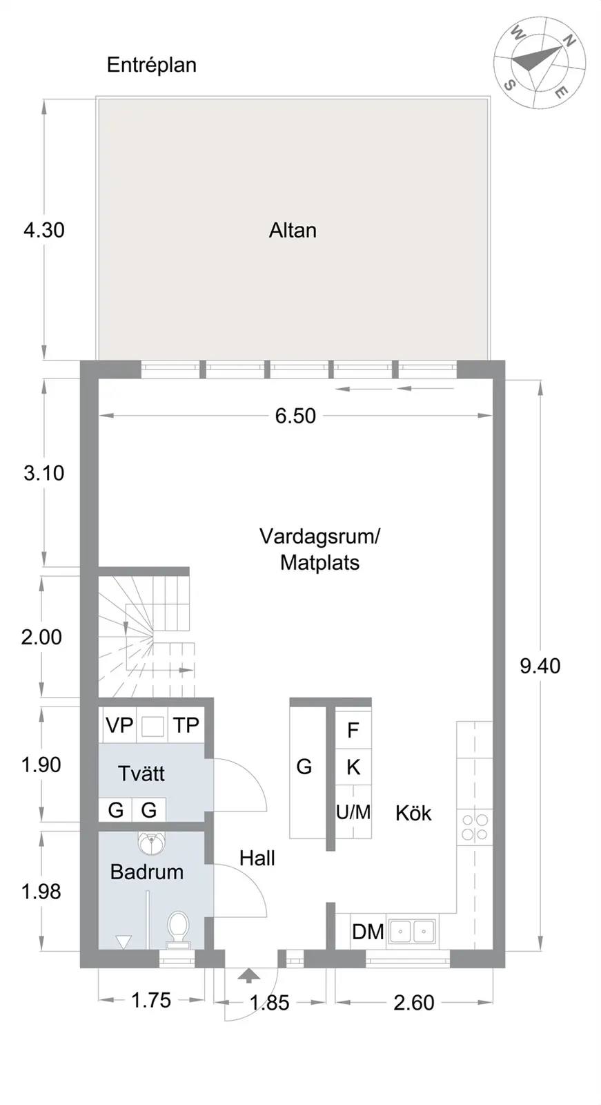 Planritning för Prinsens väg 3C