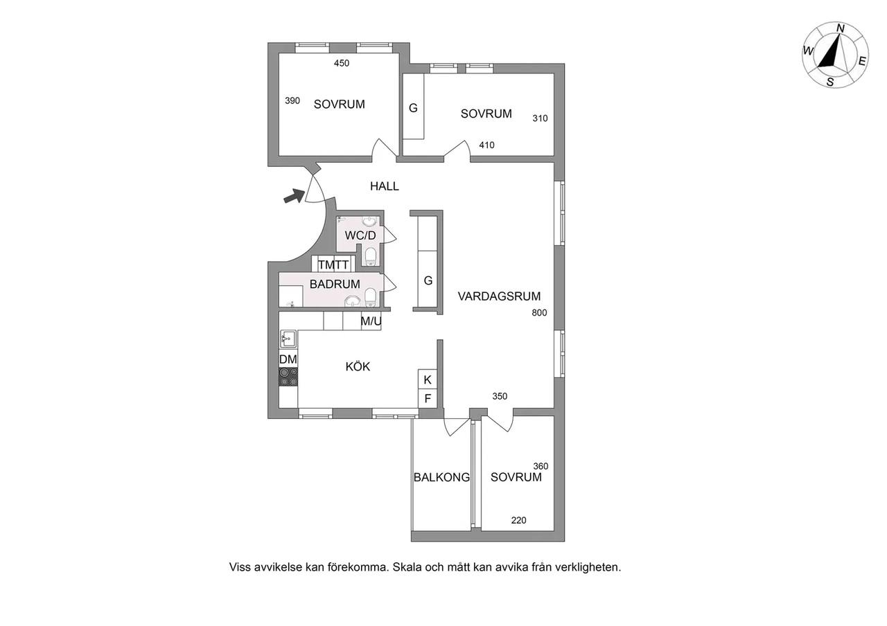 Floor plan for Vallavägen 121