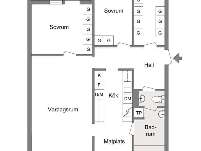 Floor plan for Pinnmogatan 3