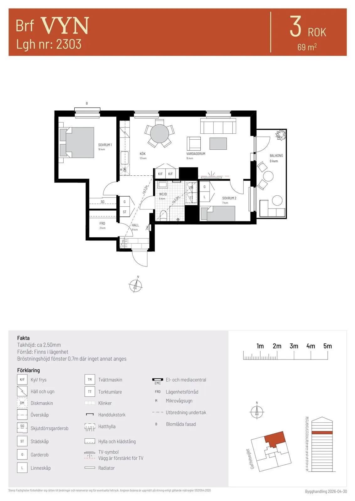 Floor plan for Gaffelseglet 19 Lgh 2303