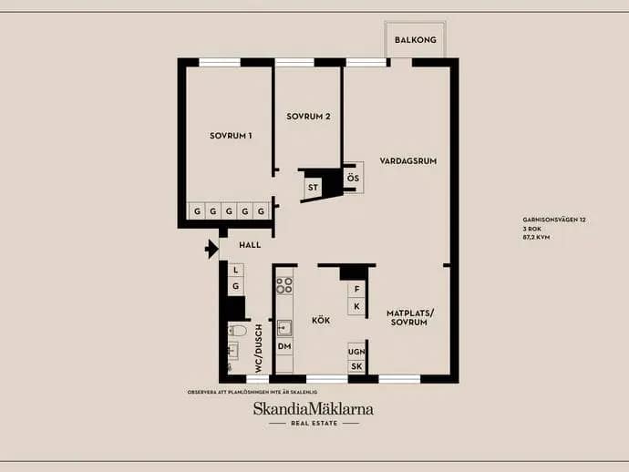 Floor plan for Garnisonsvägen 12