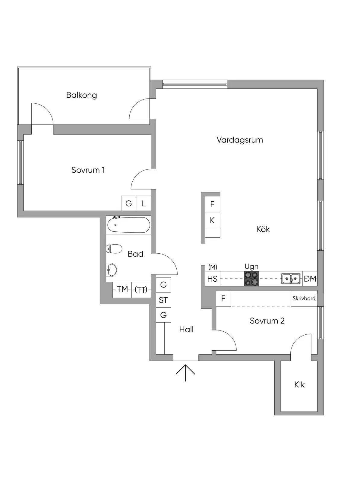 Floor plan for Allan Edwalls gata 4, vån 4 av 6