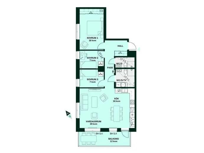 Floor plan for Tollarevägen 3