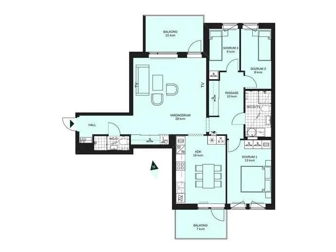 Floor plan for Bataljonsgatan 22