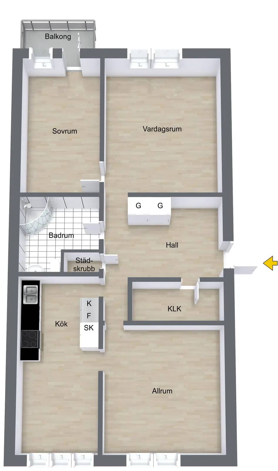 Planritning för Sparvugglegränd 3