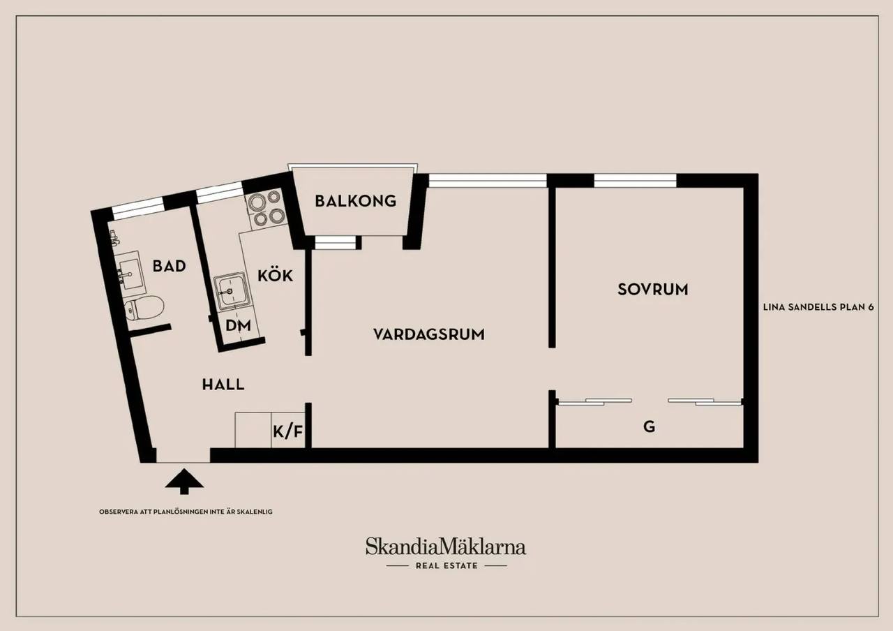 Planritning för Lina Sandells plan 6