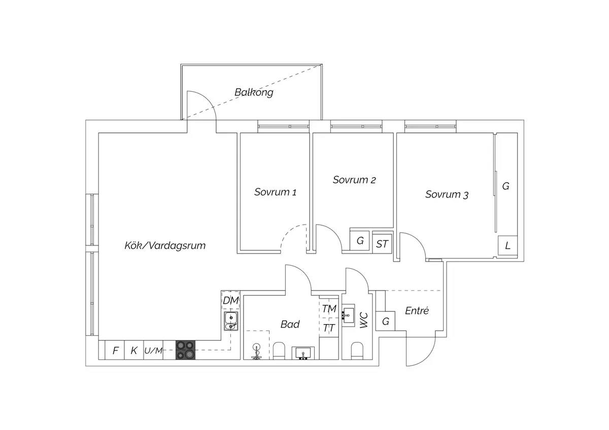 Floor plan for Arbetargatan 5A