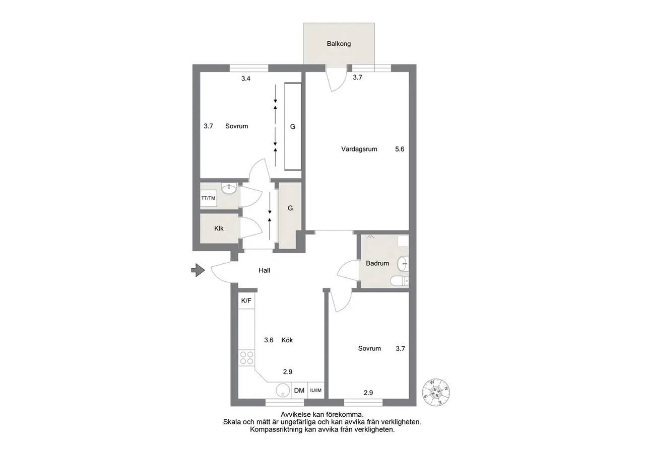 Floor plan for Jungfrugatan 10B