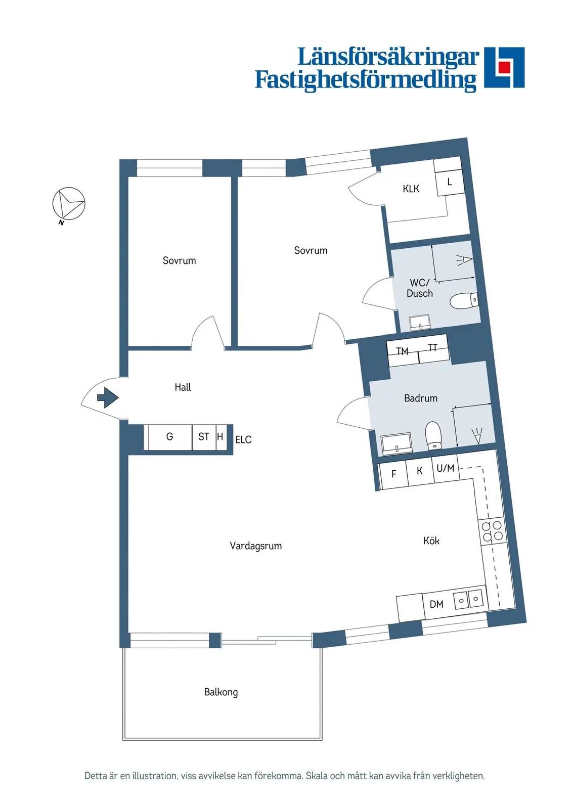 Floor plan for Telegrafvägen 32, 9 vån (högst upp)