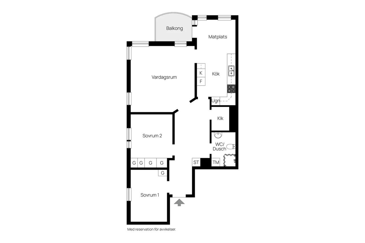 Planritning för Kaplansgatan 1, Lgh 1104