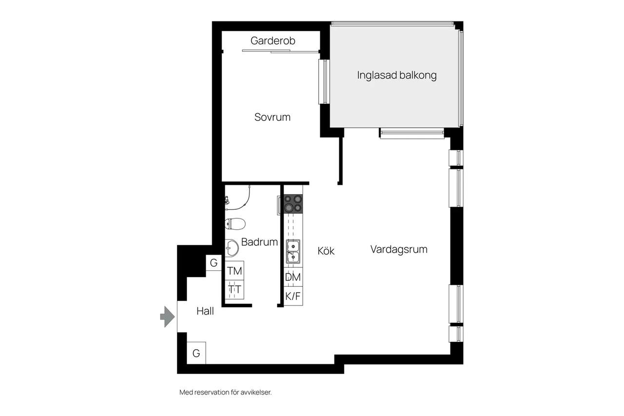 Planritning för Kornettvägen 28 Lgh 1405