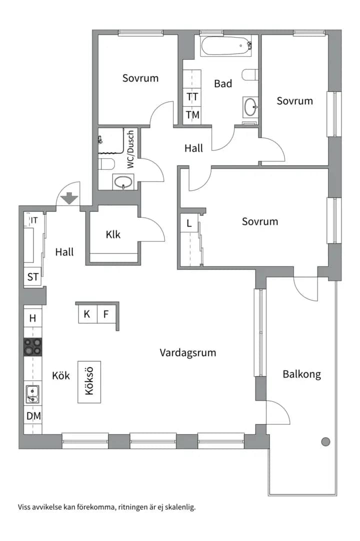 Planritning för Bäcklösavägen 1A