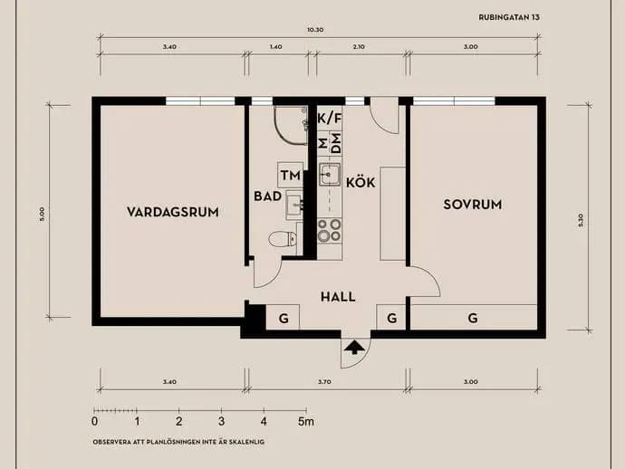 Planritning för Rubingatan 13
