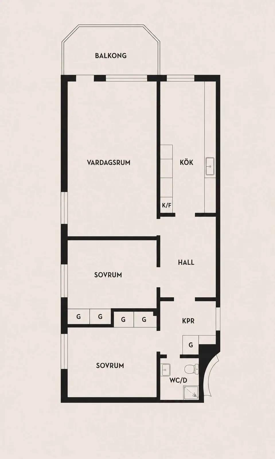 Floor plan for Västra Vittusgatan 14