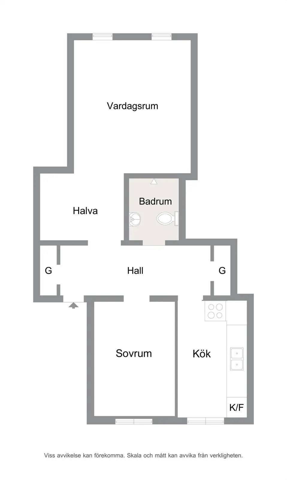 Floor plan for Brobygatan 2C