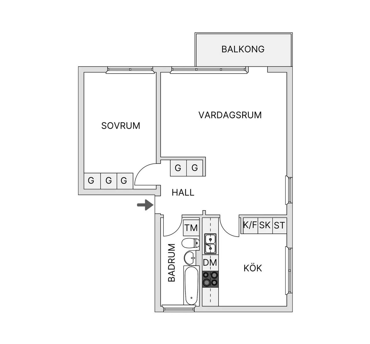 Planritning för Ljuskärrsvägen 88