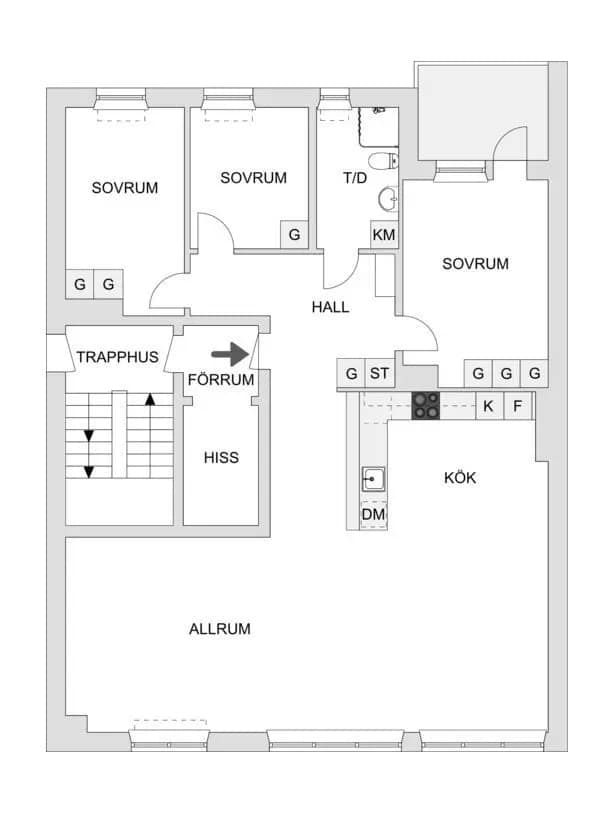 Floor plan for Köpmangatan 14A